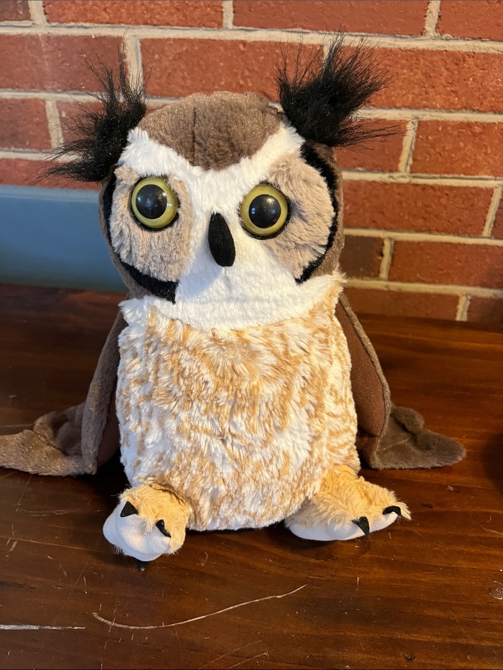 Plush Owl Stuffed Animal - Brown and Cream Cuddly Toy